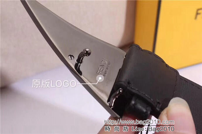 FENDI芬迪 專櫃最新款 老佛爺怪獸系列 雙面用腰帶 長角形琺瑯金屬帶扣 男士皮帶  xfp1330